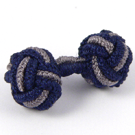 10mm Blue & Grey Turkish Knot Ribbon Cufflink Button