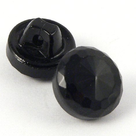 11.5mm Black Square Faceted Domed Chunky Glass Shank Button