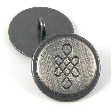 15mm Brushed Pewter Contemporary Metal Shank Suit Button