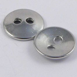 10 X 16mm Silver Metallic Buttons With Two Holes, Flat Silver