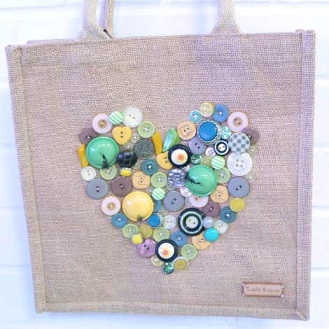 Make your Own Green & Yellow Button On Natural Bag Kit