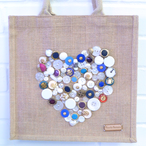 Make your Own White & Jewel Button On Natural Bag Kit