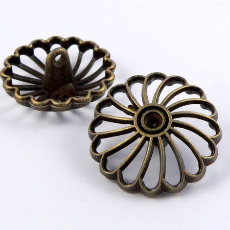 23mm Brass Flower Metal Shank Button