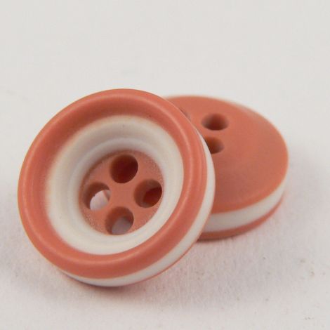 11mm Apricot & White Rubber 4 Hole Button