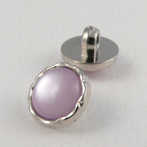 11mm Lilac Shank Sewing Button With Decorative Silver Rim