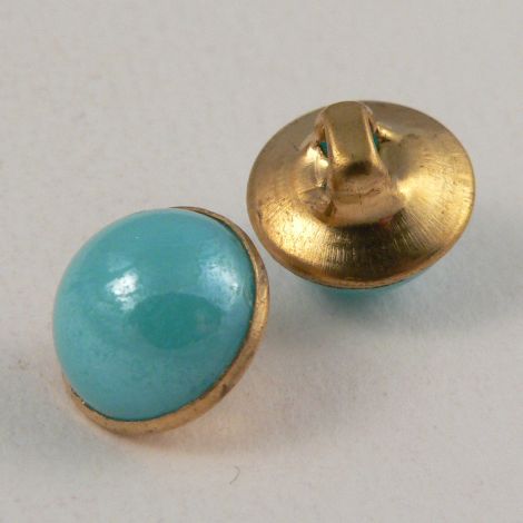 10mm Turquoise/Gold Domed Shank Sewing Button