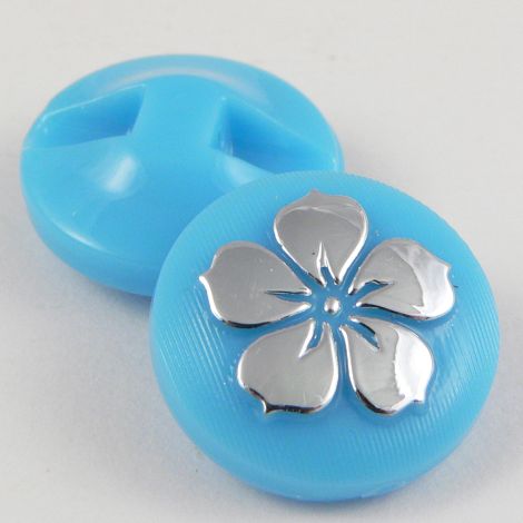 13mm Turquoise Round Contemporary Flower Shank Button