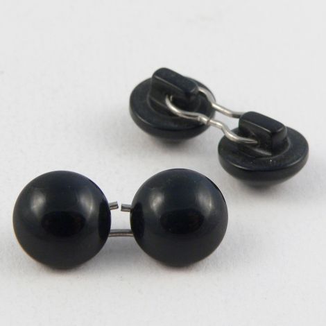 11mm x 2 Cuff Link Black Button