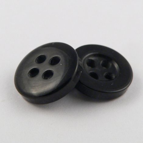 10mm Shiny Black 4 Hole Shirt Button