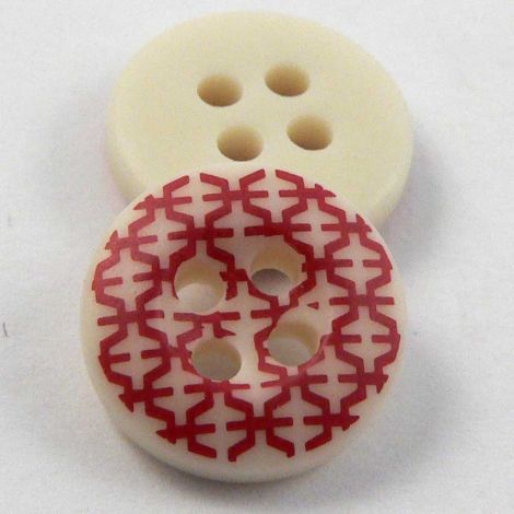 10mm Burgundy Abstract 4 Hole Shirt Button