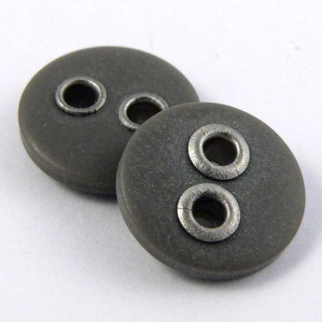 10mm Grey Matt Shirt/Sewing 2 Hole Silver Eyelet Button