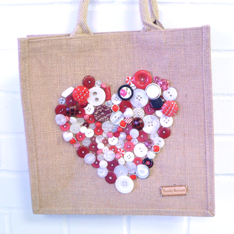 Make your Own White & Red Button On Natural Bag Kit