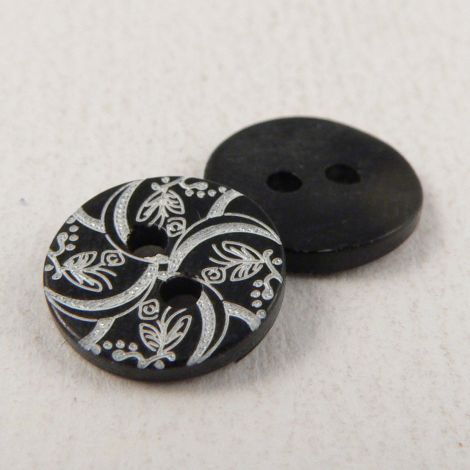 11mm Black & White Ethnic Style River Shell 2 Hole Button